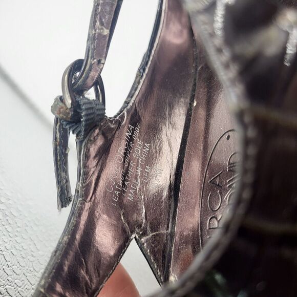 Circa Joan David Crocodile Leather Kitten Sling Back Heels Size 6.5 - Picture 2 of 6